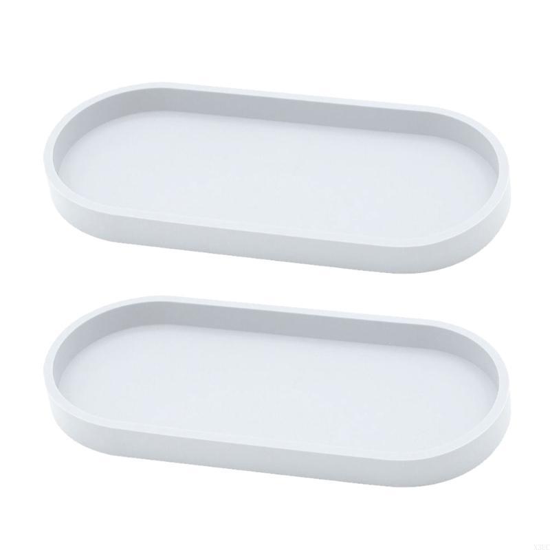 

Decorative Trays Oval Shaped Waterproof Silicone Storage Box For Shower Shelves Makeup Brushes And Jewelry Display X3UC белый