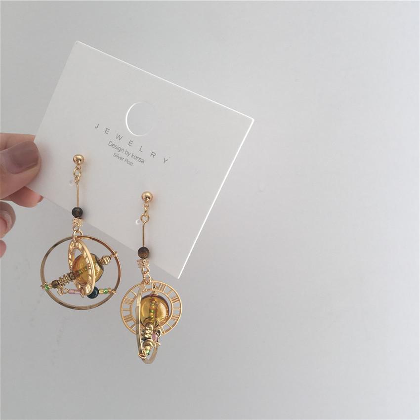 Industrial Style Abstract Geometric Handmade Niche Heavy Industry Retro Earrings Glass Bubble Shape Earrings Women