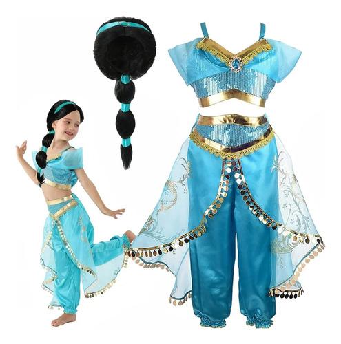 Jasmine Costume For Girls, Arabian Princess Costume, Jasmi 150(9-10T)