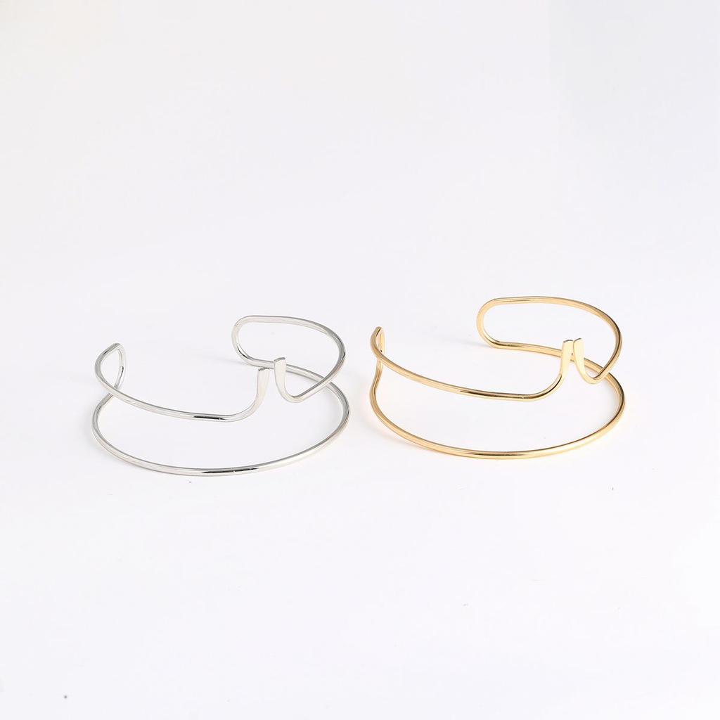 Lead-Free Geometric Exaggerated Open Arm Cuff Bracelet - Women's Fashion Jewelry