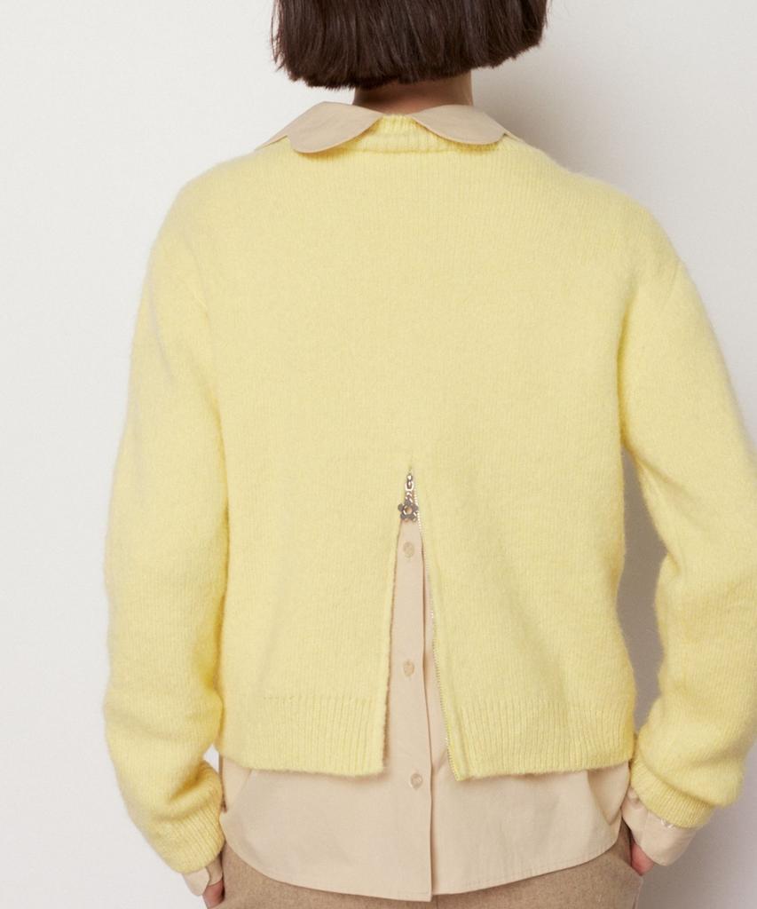 Okuka Back Zipper Wool Knit Top - Lemon Yellow