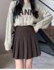 Women's Plus Size Khaki Wool Pleated A-Line Skirt - High Waist, Short Length, Ideal for Spring and Autumn