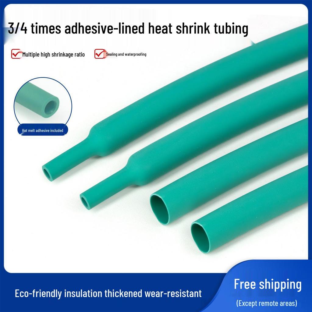 Green Double-Wall Adhesive Heat Shrink Tubing 3:1 Insulation Sleeve for Data Cables