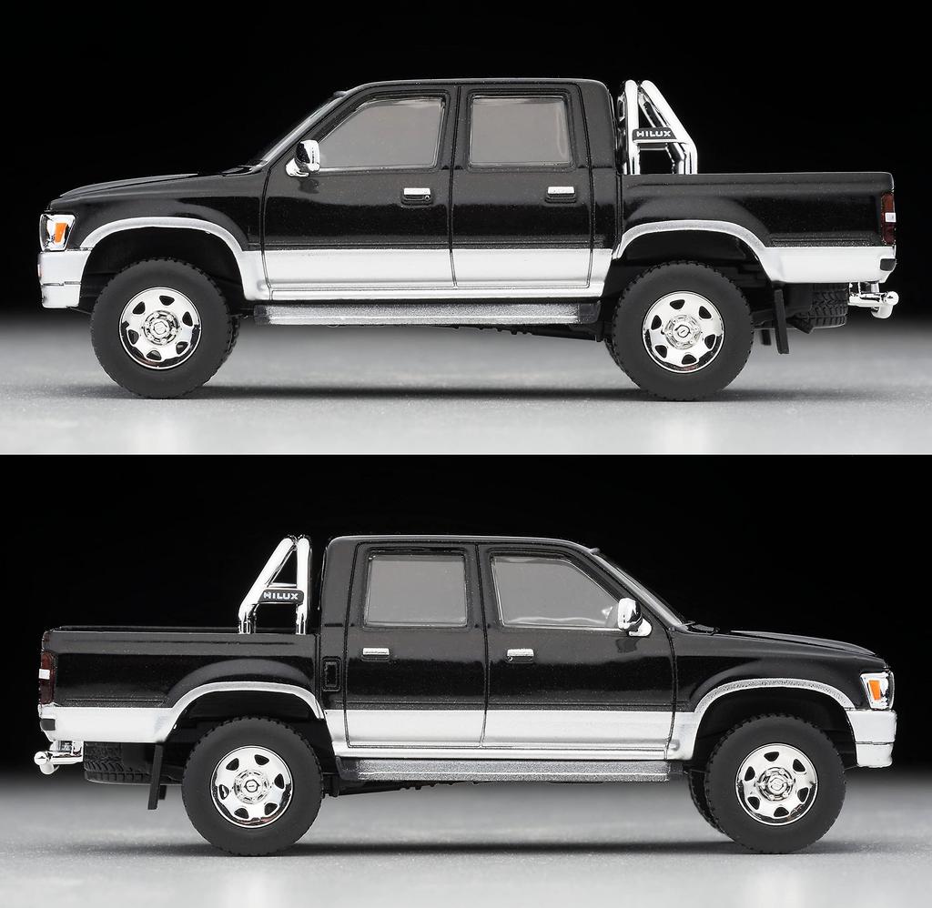 Tomica Limited Vintage Neo Toyota Hilux 4WD Pickup s dvojitou kabinou Vybavený vůz 95letý hotový produkt 324652 1/64 LV-N255c SSR-X černá/stříbrná