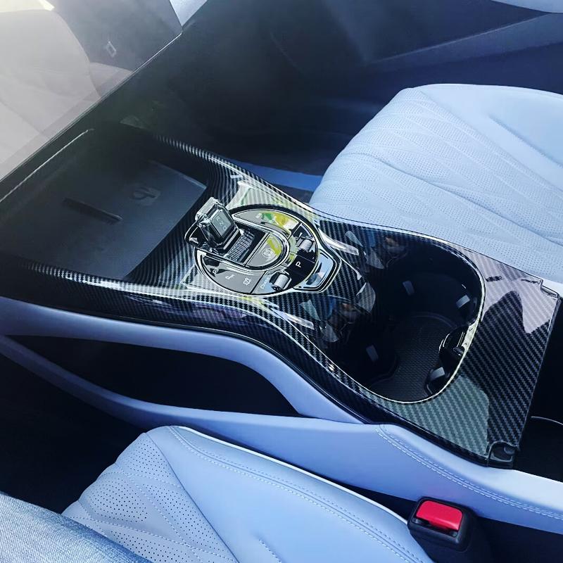 For BYD Seal EV 2022-2023 ABS Carbon Fiber Center Console Gear Armrest Box Panel Cover Trim Decoration Stickers Accessories