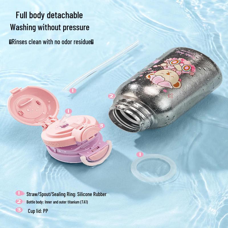 TAFUCO Teddy Collection Titanium Kids Insulated Dual-Sip Water Bottle