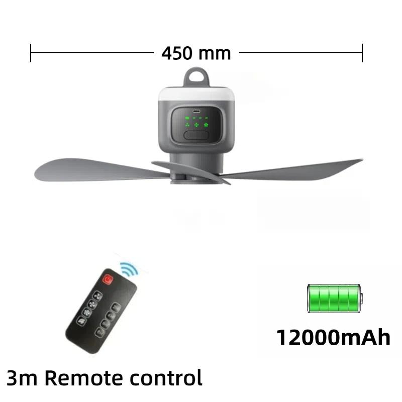 

New USB Rechargeable Large Wind Ceiling Fan Removable Blades Night Lamp Lighting 8000mAh\12000mAh Capacity Household Outdoor Fan