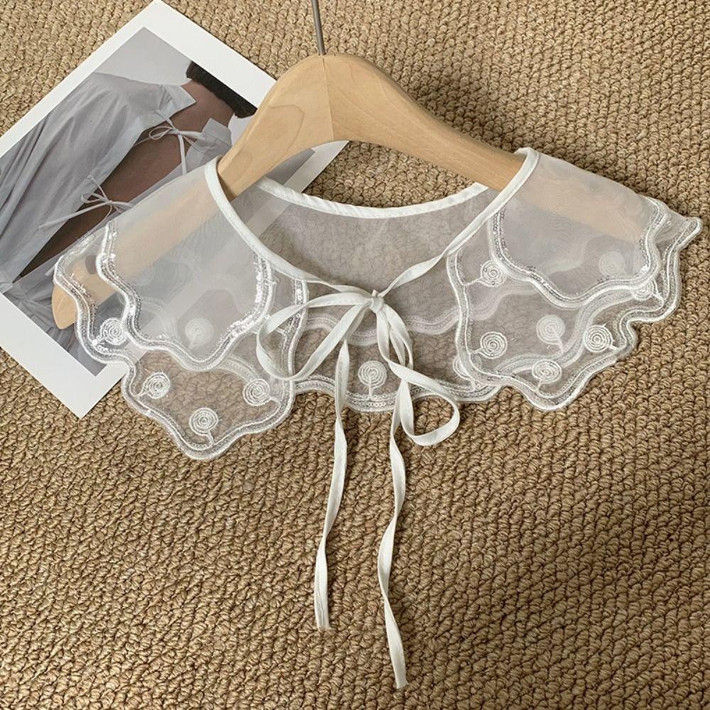 Mesh Crochet Shawl Detachable Collar Sweet Blouse Shoulders Fake Collar  Spring