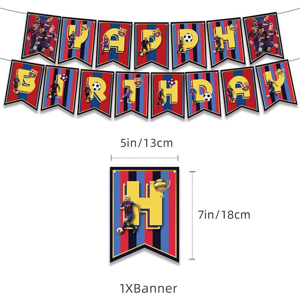 30pcs Barcelona Messi Football Party Included a Banner Cake Toppers Balloons