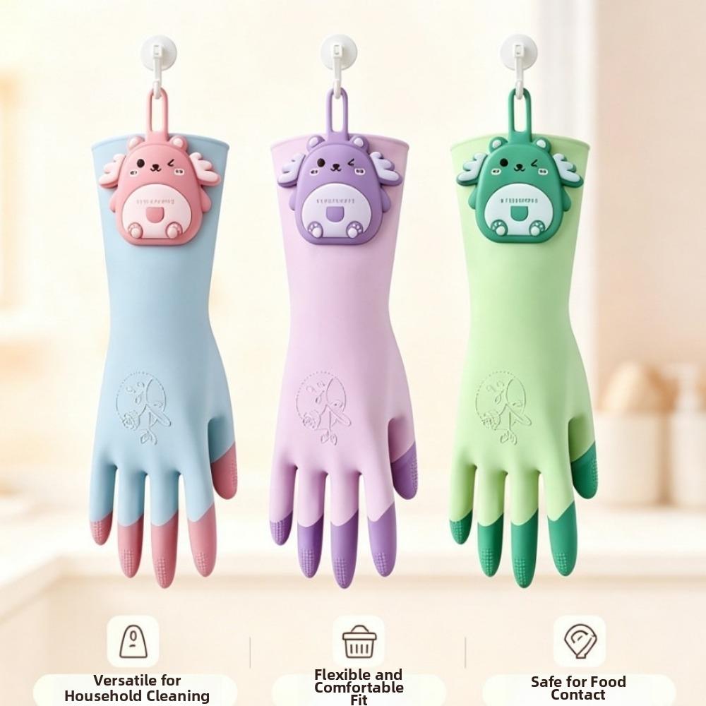 Non-Slip Kitchen Cleaning Gloves Cartoon Bear Household Gloves Multipurpose