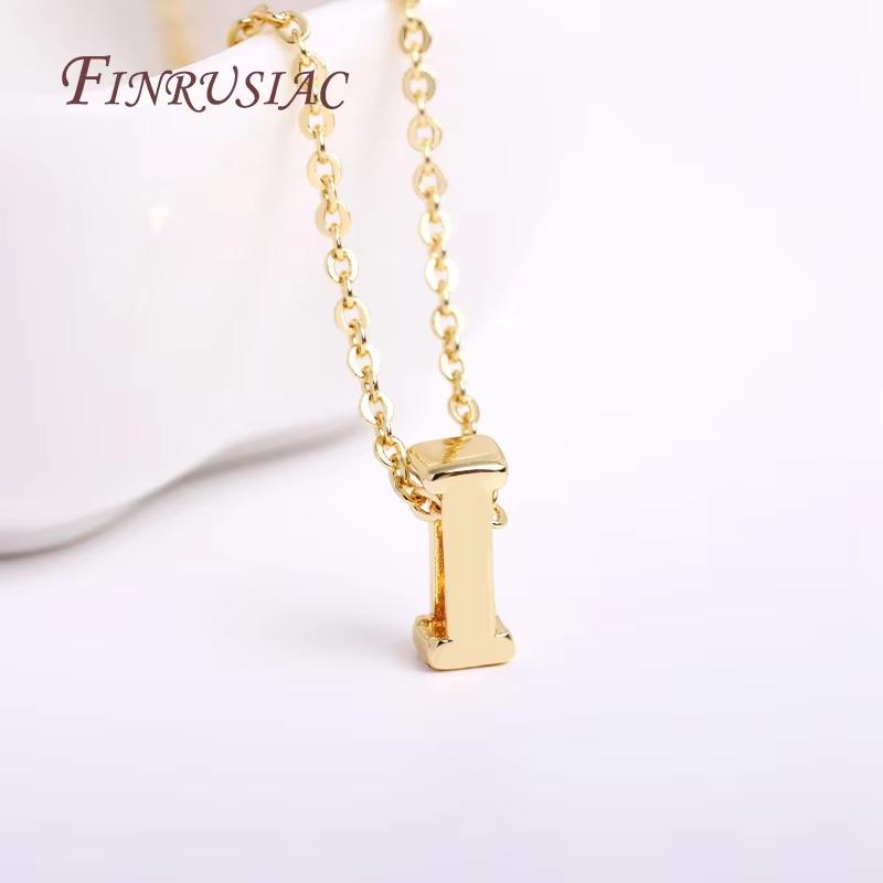 Gold Plated Brass Metal Initial 26 Letters Pendants Pendants Necklace For Women Jewelry Accessories Thin Chain Necklaces Female