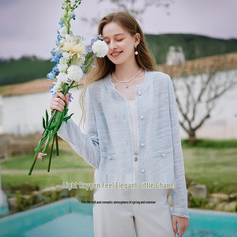 Xiangying Women's French Style Tweed Jacket