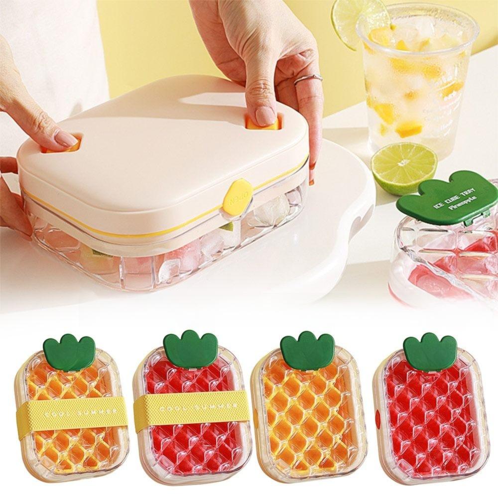 Water Injection Ice Tray Mold With Lid Reusable Ice Maker Bottle Press Type Pineapple Shape DIY Ice Maker Ice Cube Tray Travel