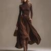 2025 Women's Retro Corduroy Flare Skirt & Solid Top Set - High Waist, European/American Fashion for Spring/Autumn