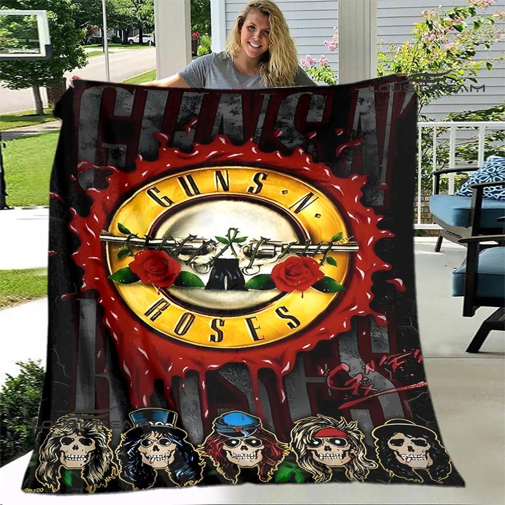 Guns n'roses band retro print blanket Flannel Soft Comfort Blanket Home Travel Blanket Kids Warm Blanket birthday gift