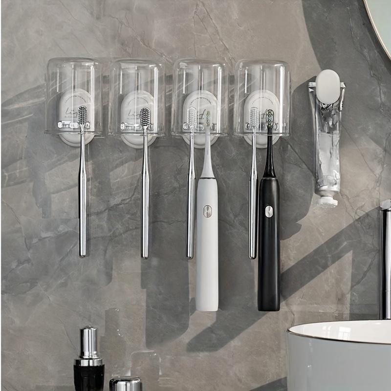 1ks Stojan na zubní kartáčky Elektrický zubní kartáček Kelímek na ústní vodu Bez vrtání Nástěnný Domácí Úložný stojan na kelímky na zubní kartáčky