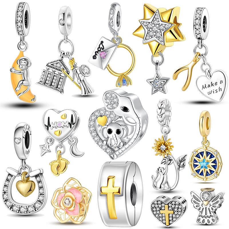 Copper Beads Angel Wings Swan Of Love Heart Charms Fit Original Bracelets Women Diy Jewelry Gift Bracelet