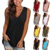 Women Sleeveless V Neck Tank Top Shoulder Cut Out Solid Color Casual Summer Blouse Lightweight Soft Fabric