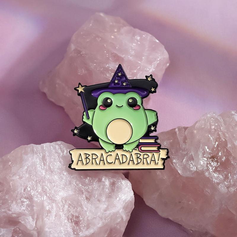 Animal Letter Whimsical Metal Badge Brooch Featuring Quirky Frog And Bat Style