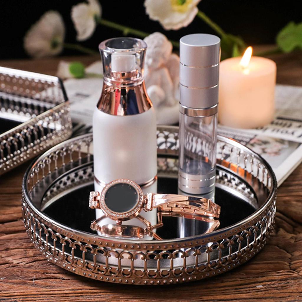 Cosmetic Organizer Tray for Jewelry and Perfume on Dressing Table