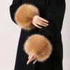 1 Paio di Maniche Staccabili Polsini in Pelliccia di Volpe Guanti Pelosi Morbidi Polsini Accessori per Cappotto Invernale Donna
