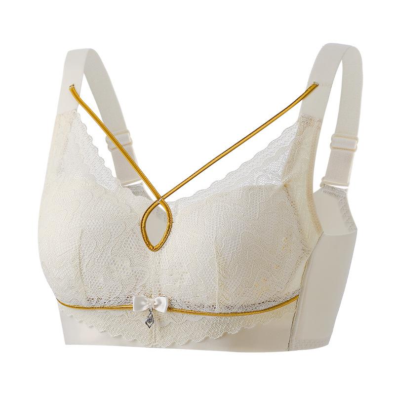 

мода сексуальное кружевное регулирующее нижнее белье собрать верхнюю поддержку без стального кольца бюстгальтер анти-провисание 75 белый