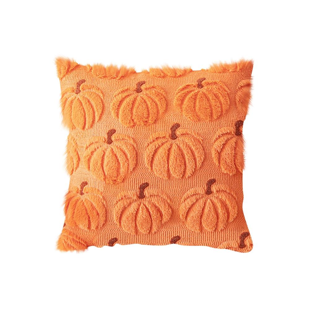 17.7*17.7in Christmas Thanksgiving Pillow Cover Solid Color Cushaw Embroidery Home Pillow Waist Cushion Cover