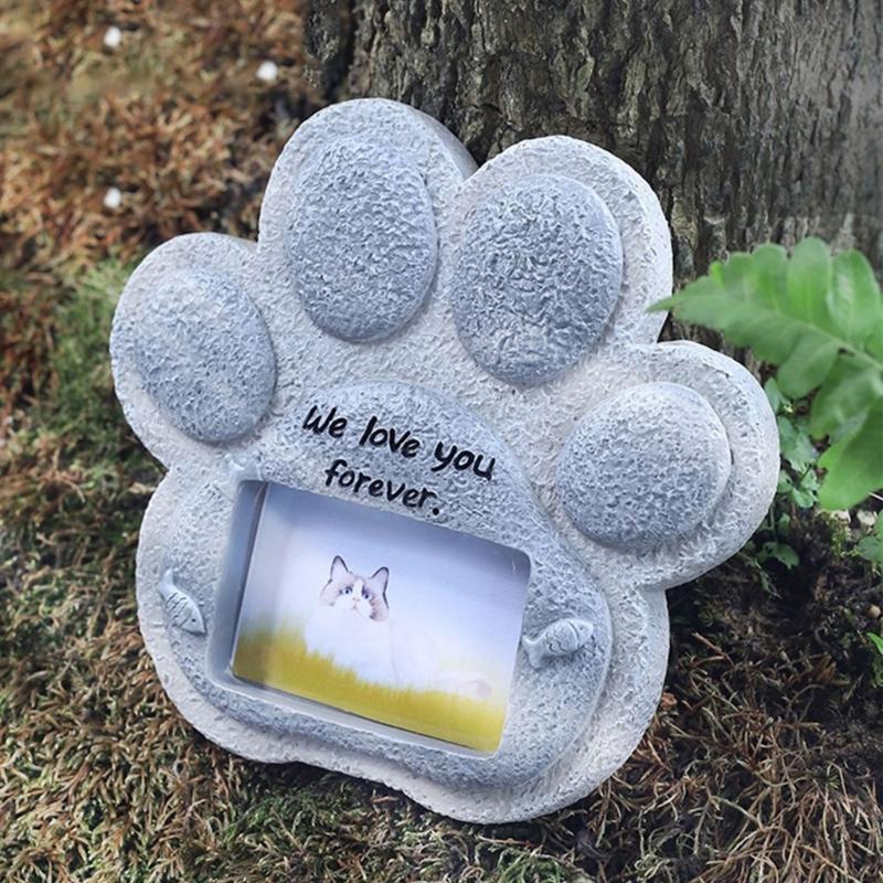 Resin Pet Memorial Tomestone Photo Frame Handcrafts Carved Sculpture Wall Desktop Garden Yard Loss Cats Dog Plaque