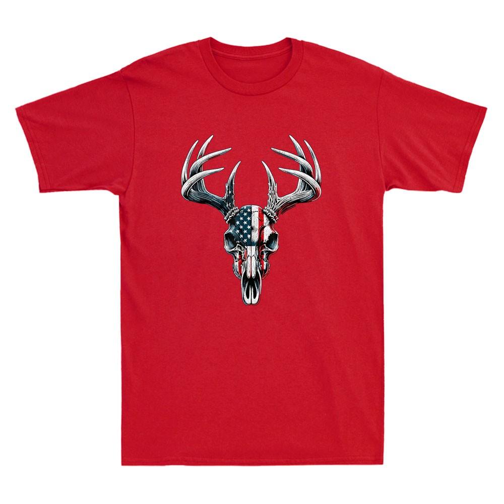 Whitetail Deer Hunting On Buck Skull Horror Graphic Unisexs Short Sleeve Tshirt