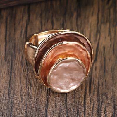 1pc Bohemian Zinc Alloy Three Layer Enamel Elastic Ring Special Unique Design Personality Elegant Women's Party Matching Ring