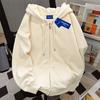 % Pure Cotton Hooded Sweater Women's Autumn and Winter Velvet Loose Versatile Zipper Cardigan Jacket
