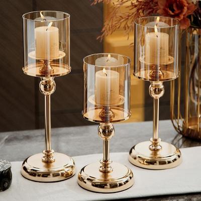 Detachable Metal Glass Candle Holders Transparent Luxury European Style Candlestick Anti-slip Table Ornaments
