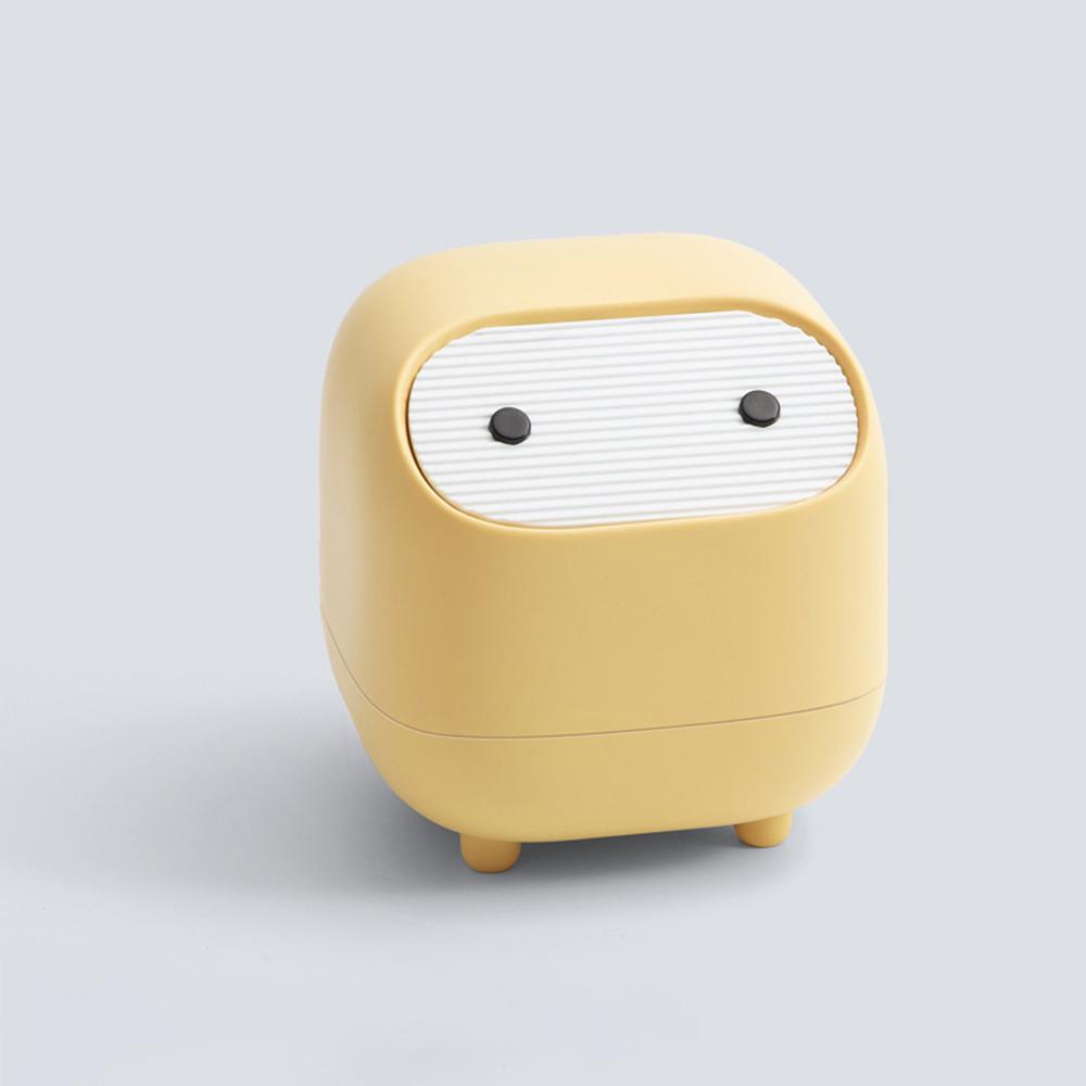 

Мини мусорное ведро с крышкой, милые мусорные ведра для рабочего стола ниндзя, маленькое мусорное ведро, пластиковое мусорное ведро для туалетного столика в ванной, рабочего стола, жёлтый