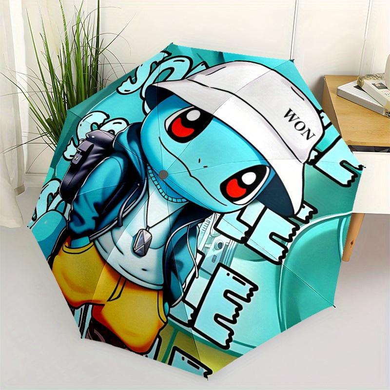 1pc Squirtle, Streetwear Automatic Folding Umbrella - Lightweight, Retractable Design with 8-Rib Durability, Perfect for Outdoor80