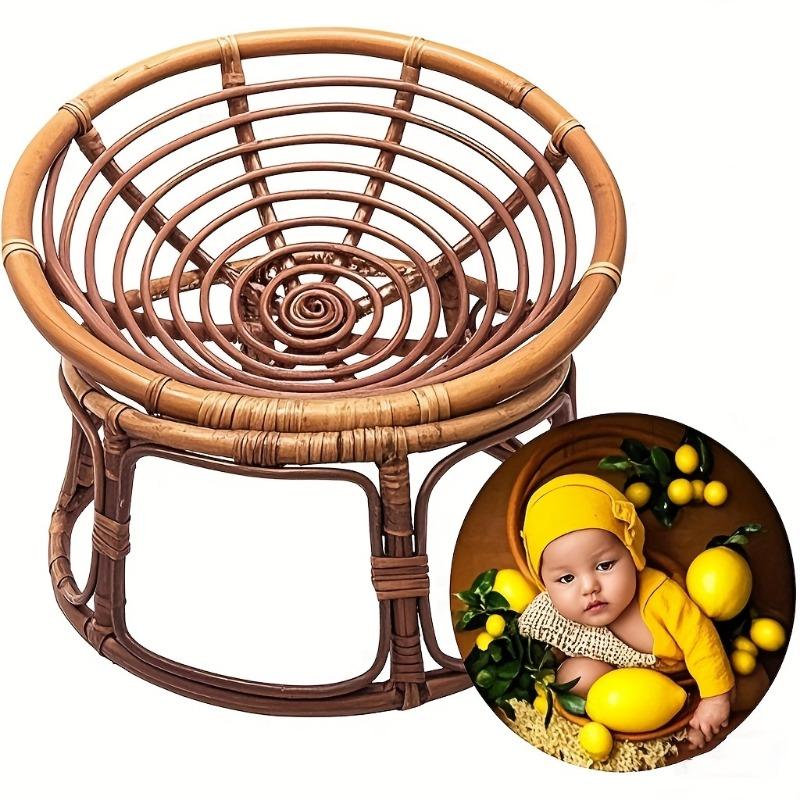 Geflochtener Stuhl Vintage Bambus Radarstuhl Stuhl Ideal für Fotografie Wiegenrequisiten Handgefertigt Stilvolle Heimdekoration Wiegenzubehör
