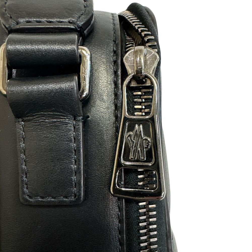 MONCLER Cross body bag leather Horizontal body bag black leather Used