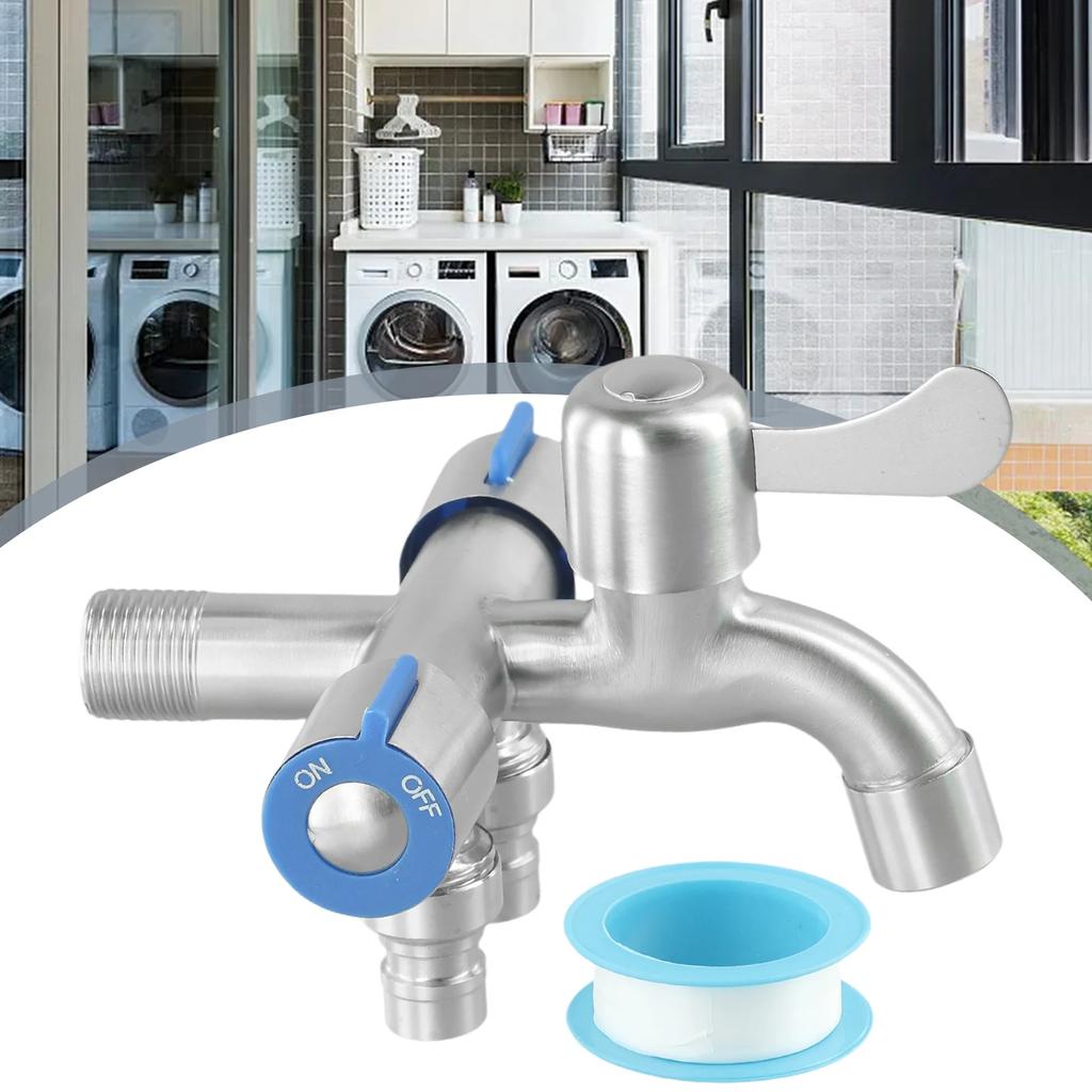 Dual Control Dual Use 3-Way Shower Water Diverter Valve Faucets Filling Angle Valves Washing Machine Bathroom Toilet Accessories