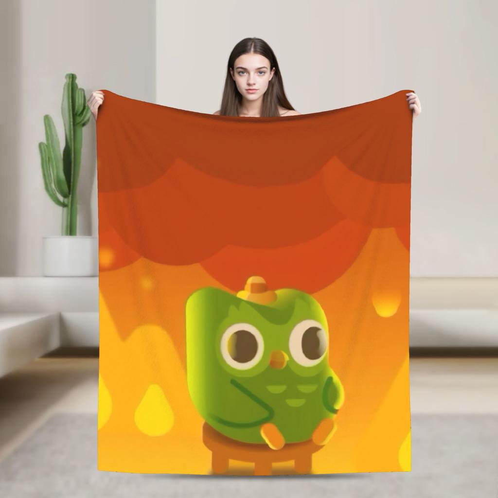 Duolingos Eule Duo Flanelldecken Weiche Überwurfdecke für Sofa Sessel Reise Büro Flauschige Tagesdecke Sofabettbezug