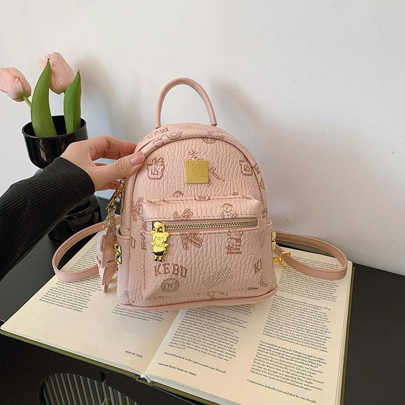 Mini Rucksacktasche Damen neue Mode Nischendesign Druck Ausgehen Pendeln Reisen kleiner Rucksack