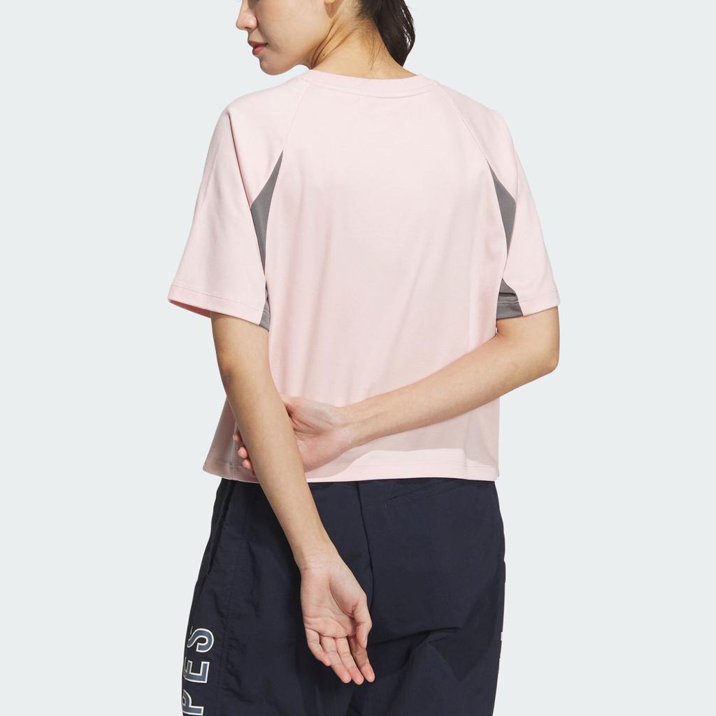 Adidas Logo Comfortable Breathable Round Neck Short Sleeve T-Shirt Women Tops Light-Pink JN3506