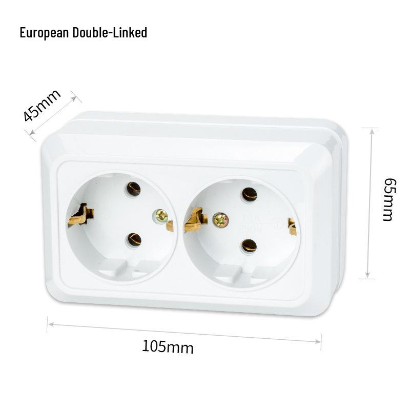 

European Surface-Mounted Socket: Single/Double French-German Standard with Korean-Russian Panel Compatibility