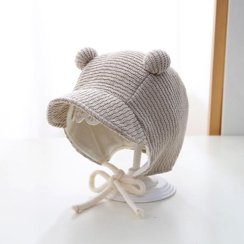 Baby Hat Spring and Autumn Fetus Baby Knitted Fontanelle Care Month-old Cute Infants and Toddlers Autumn and Winter Ear Protection Warm