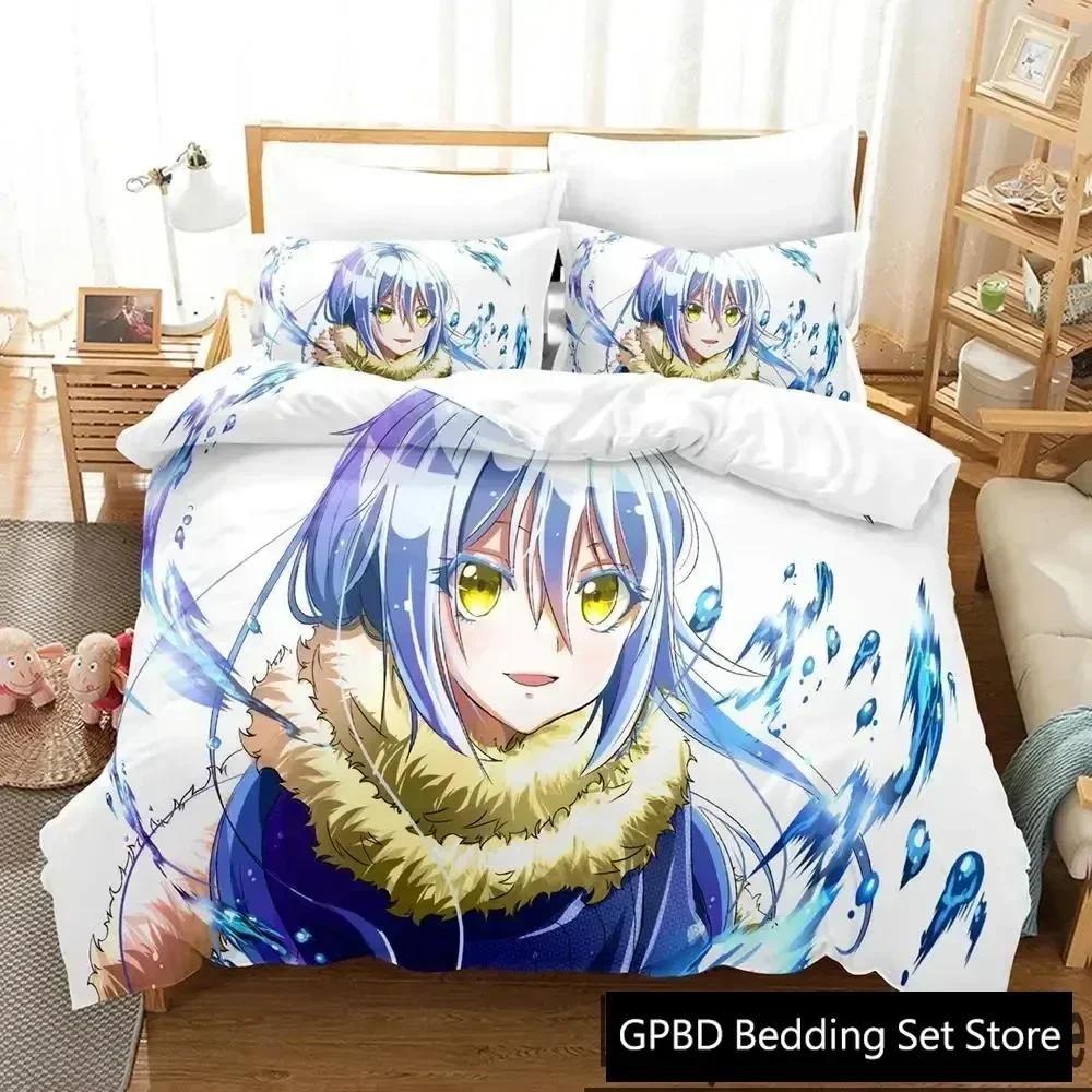 TenSura Rimuru That Time I Got Reincarnated As a Slime Beding Set 3D Printed Suitable for Bedrom Soft with Soft Fabric Duvet Cover Set Pilowcases