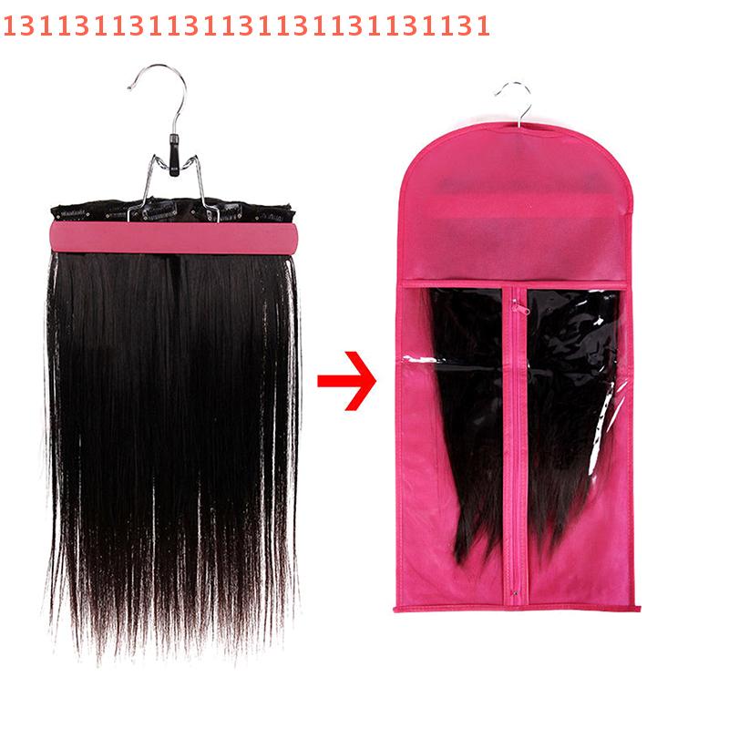 Portable Wig Bag for Virgin Hair Weft, Storage Bags, Holder for Hair Extension, Carrier Sto Hanger, Solid Wood