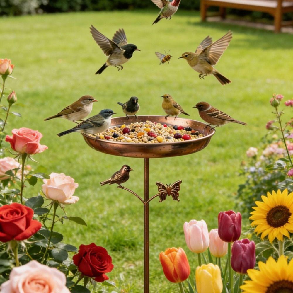 Rustproof Iron Garden Birdbath Anti-leakage Bird Feeding Station Durable Hummingbird Feeder Porch