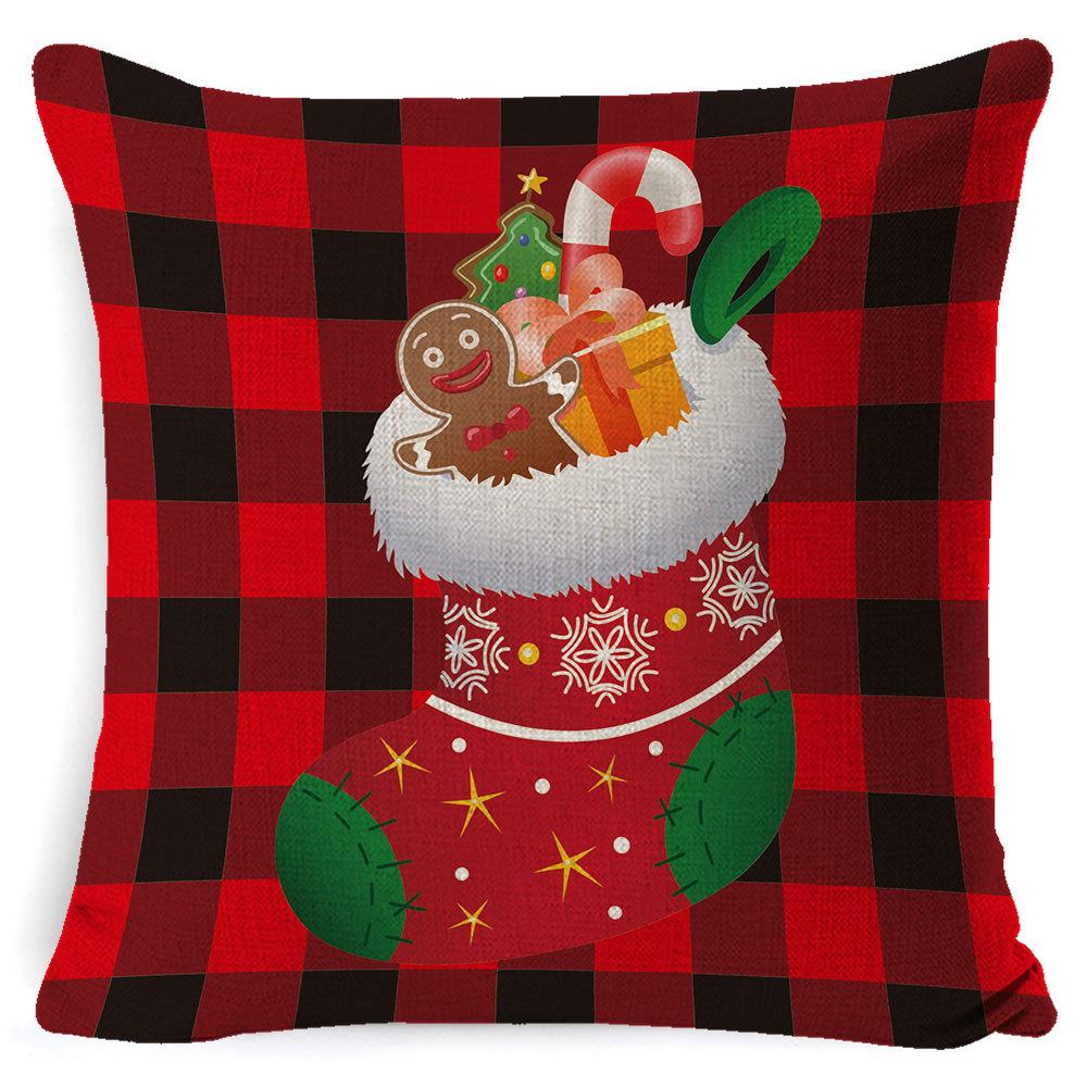Christmas Pillow Cover Home Sofa Cushion Elk Letter Print Cushion Cover Christmas Atmosphere