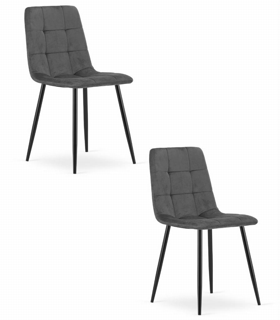 KARA chair - dark gray velvet x 2