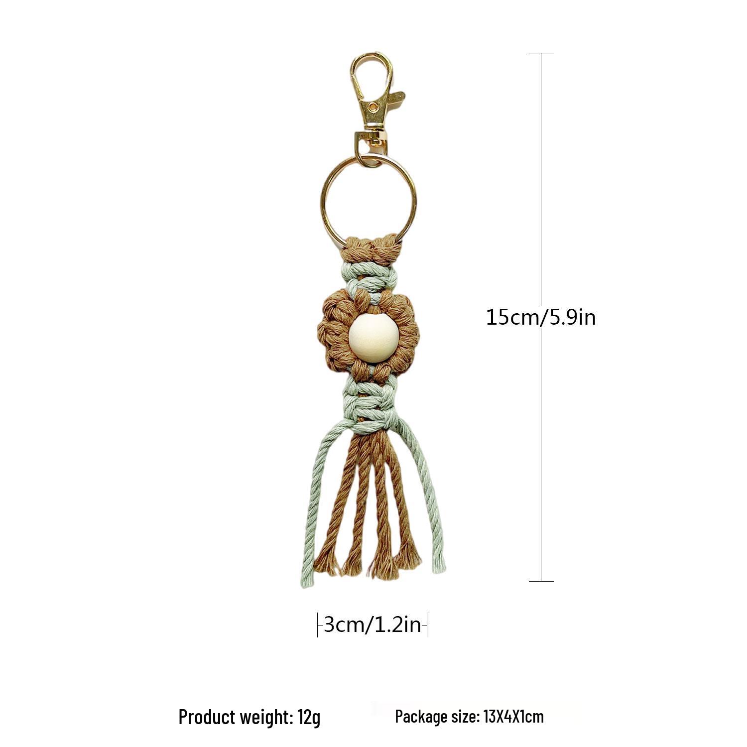 Цветок-подвеска на брелок из хлопка, плетеный вручную