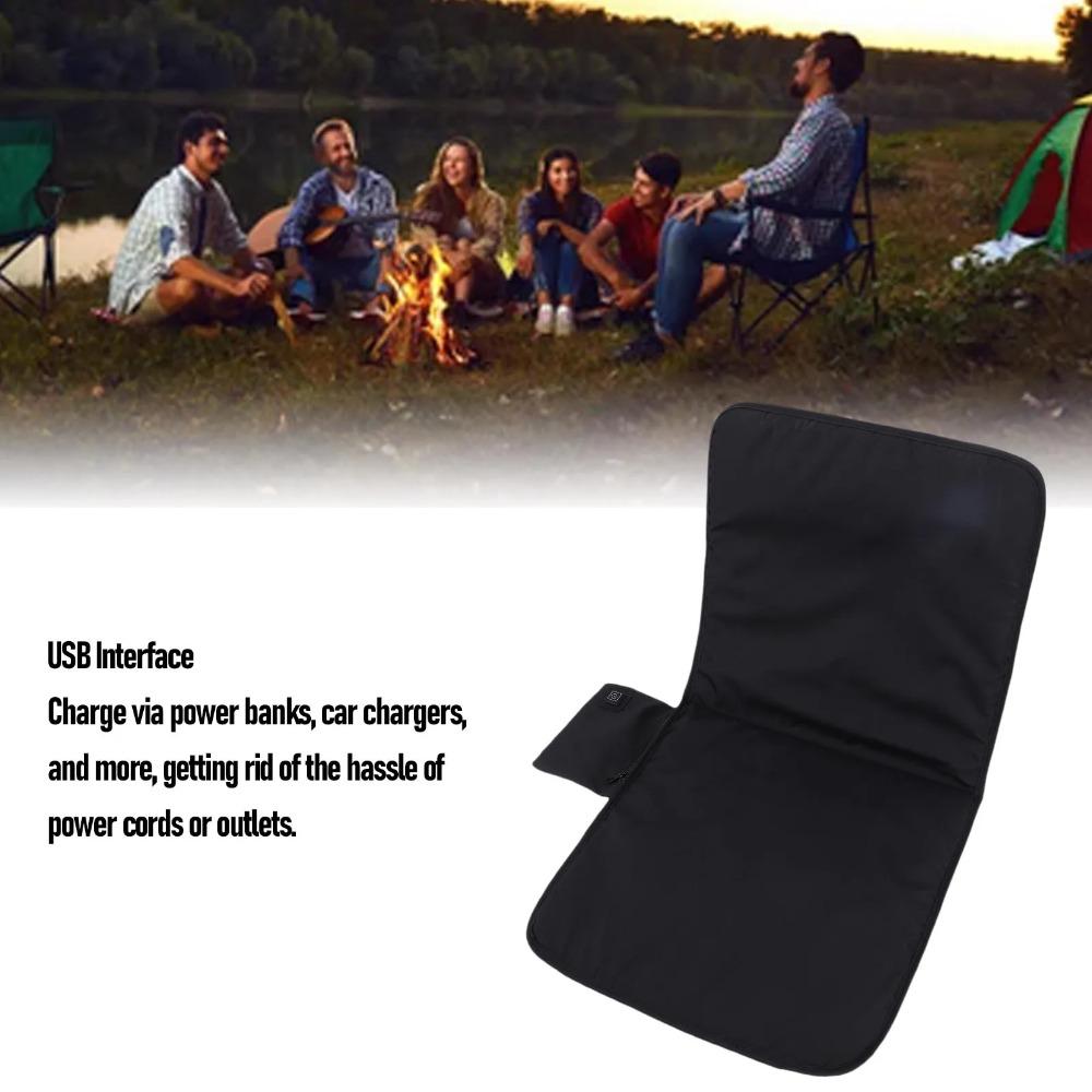 Heated Seat Cushion Black USB Heated Seat Pad with 3 Heat Settings for Outdoor Camping Office Chair