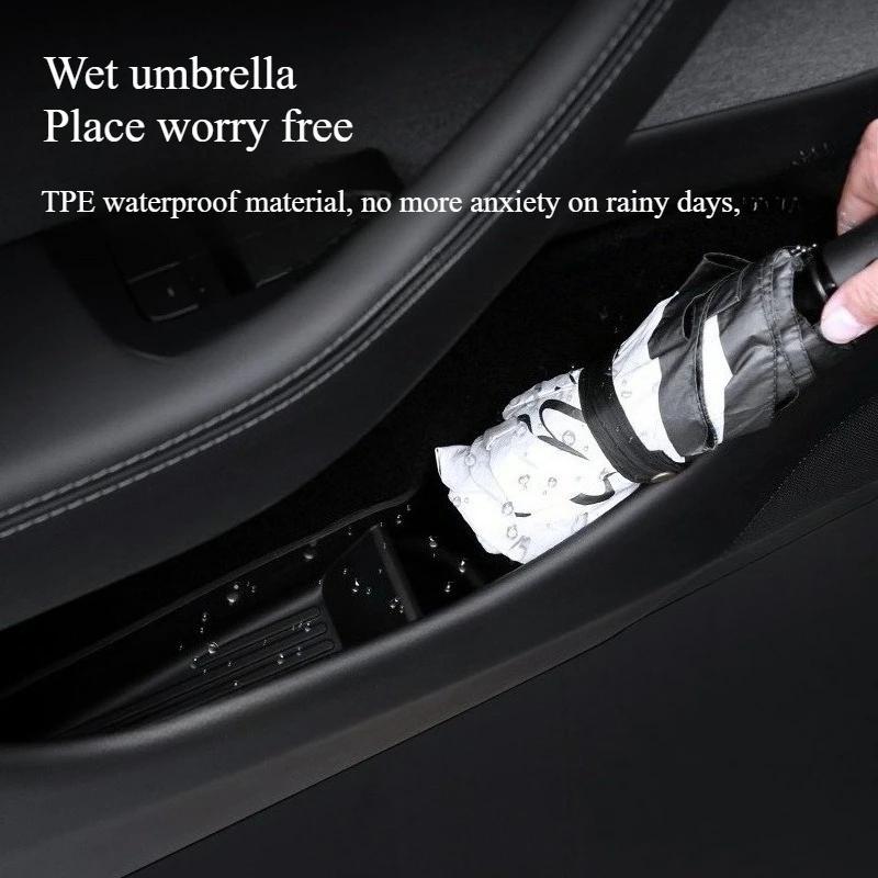 Car Door Side Storage Box for Tesla Model Y Juniper 2025-2025 Front Rear Side TPE Door Storage Organizer Tray Car Accessories